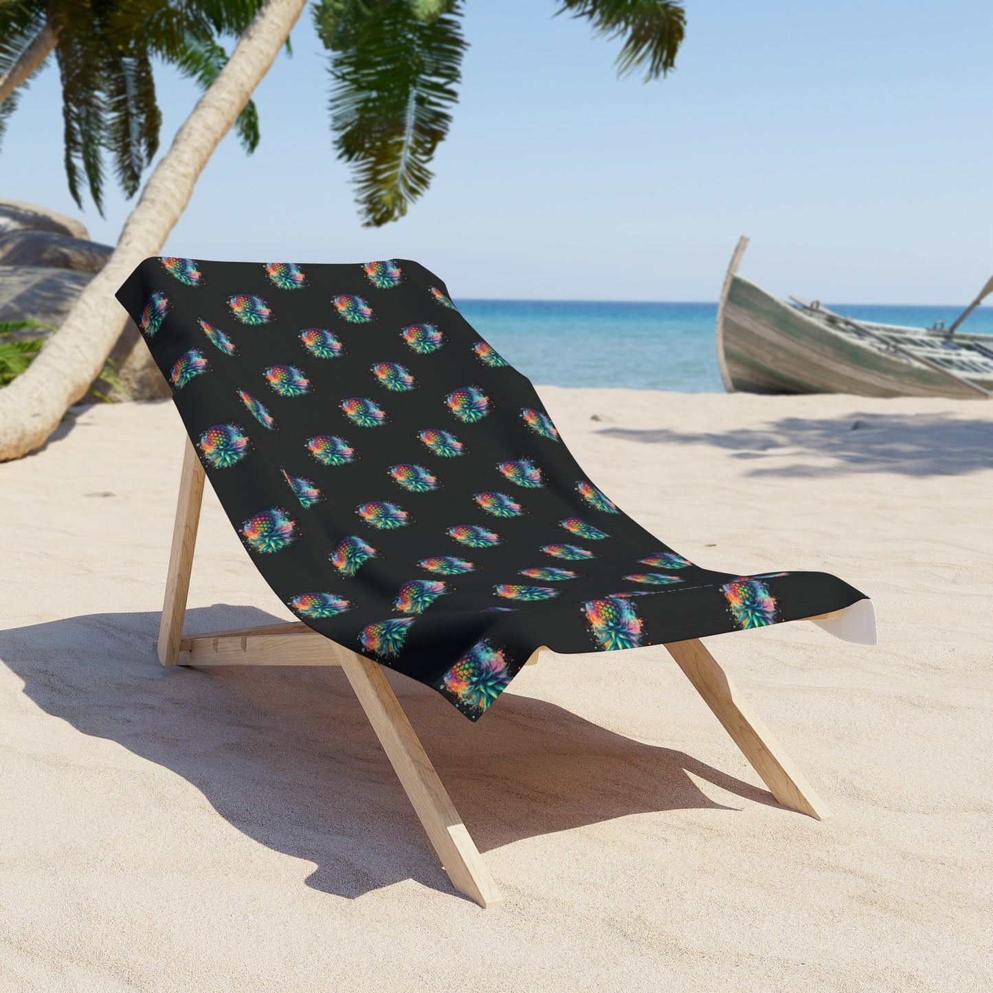 Serviette de plage Motif ananas Noir