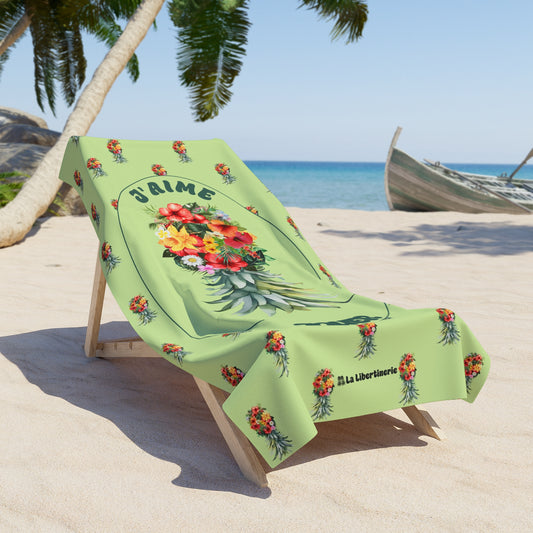 Serviette de plage Ananas Aloha J'aime jouer