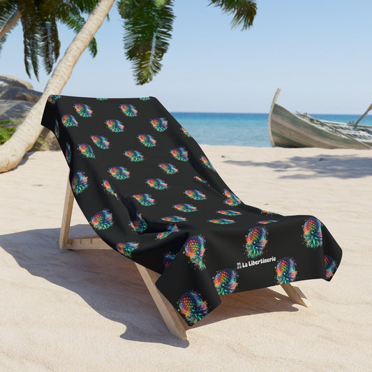 Serviette de plage Motif ananas Noir